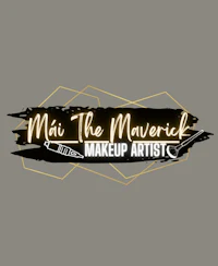 the logo for mai the maverick makeup artist